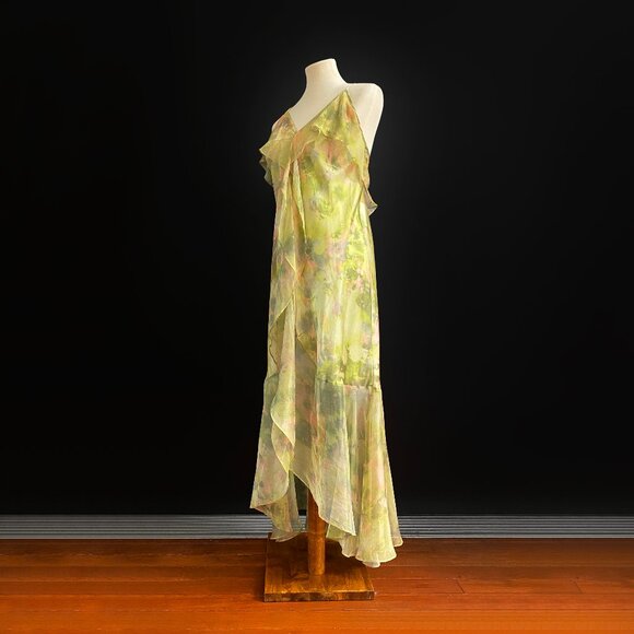 MISA Los Angeles | Chartreuse Asymmetrical Hem Maxi Dress | NWT - Picture 6 of 11